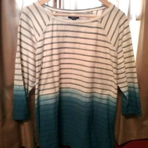 Chaps three-quarter inch sleeve ombre dye shirt